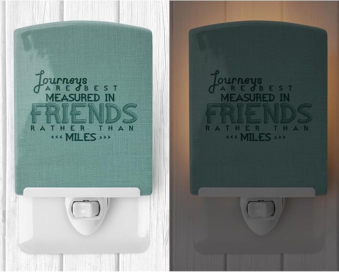 Caroline's Treasures BB5462CNL Journeys are Measured in Friends Ceramic Night Light Compact, UL-Certified, Ideal for Bedroom, Bathroom, Nursery, Hallway, Kitchen, 6x4x3, Multicolor