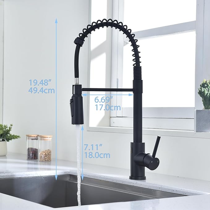 Touchless Kitchen Faucet with Pull Down Sprayer Water Filte 3 Hole Single Handle for Sink Rv Commercial Outdoor Laundry Brass Stainless Steel Material(Black)