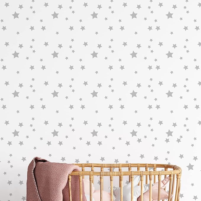 Sparkles and Stars Wall Decals(NO MOON), 500 Stars Wall Sticker, Sparkle Wall Decal, Space Kids Room Decor, Nursery Wall Art, Celestial Wall Stickers(Grey)