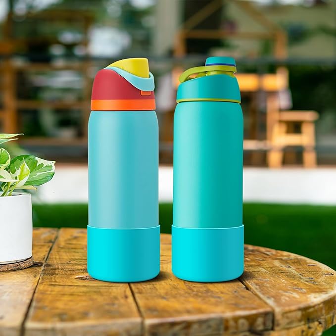 2PCS Silicone Water Bottle Boot for Owala 24oz 32oz 40oz, Anti-Slip Protective Sleeve Bottom Bumper Protector for FreeSip, Twist, and Flip Stainless Steel Water Bottles