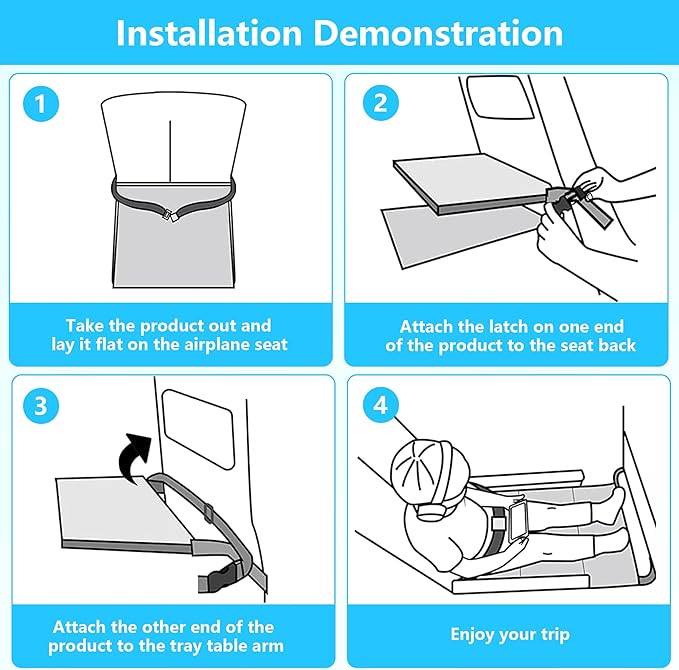 Airplane Seat Extender for Kids with Pillow - Toddler Travel Bed & Toddler Airplane Bed - Must Have for Travel with Kids - Inflatable Foot Rest Airplane & Airplane Kids Bed -Toddler Travel Essential