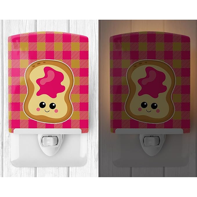 Caroline's Treasures BB6844CNL Jelly Toast Ceramic Night Light Compact, UL-Certified, Ideal for Bedroom, Bathroom, Nursery, Hallway, Kitchen, 6x4x3, Multicolor
