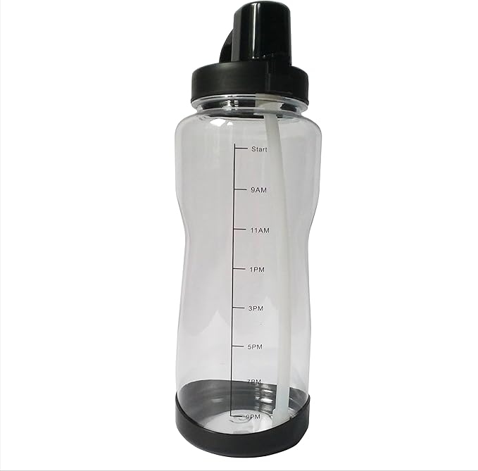 Hydration Bottle 64 oz (2 Liter) Daily Water Tracker - Time Marked to Ensure You Drink 64 Ounces of Water Throughout the Day. Make Sure You Stay Hydrated.