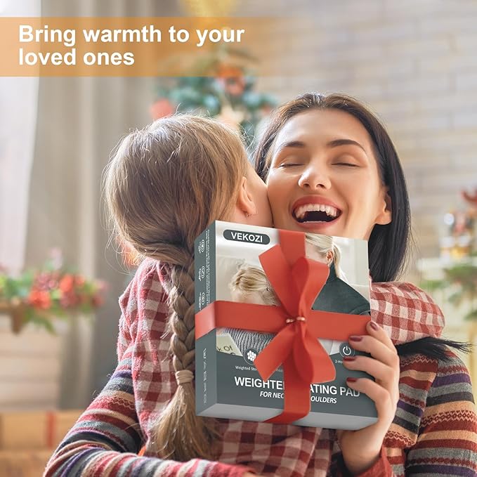 Heating Pad for Neck and Shoulders and Back, Christmas Birthday Gifts for Women Mom Mother, Weighted Neck Heating Pad for Back Pain Relief, Heating Pads Large, 6 Heat Settings 4 Auto-Off,17"x23" Gray