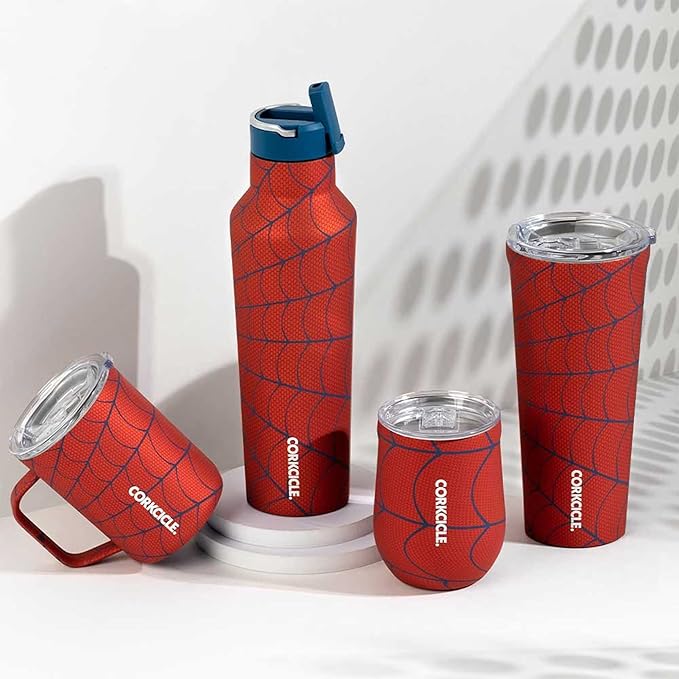 Corkcicle Marvel Spiderman, Insulated Glass Tumbler Gift Set, Triple Insulated Stainless Steel Construction, Keeps Beverages Chilled for 9 Hours, 12 oz, 3-Pack Bundle