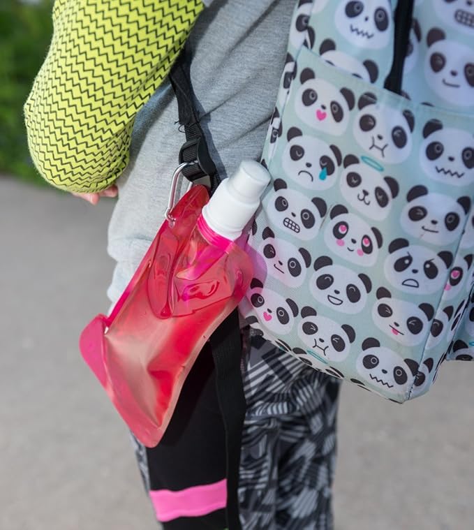 Clever Creations Collapsible Sports Water Bottle 3 Pack, Foldable Leak Proof Travel Bottles for Camping and Hiking, 480 mL Capacity, Pink