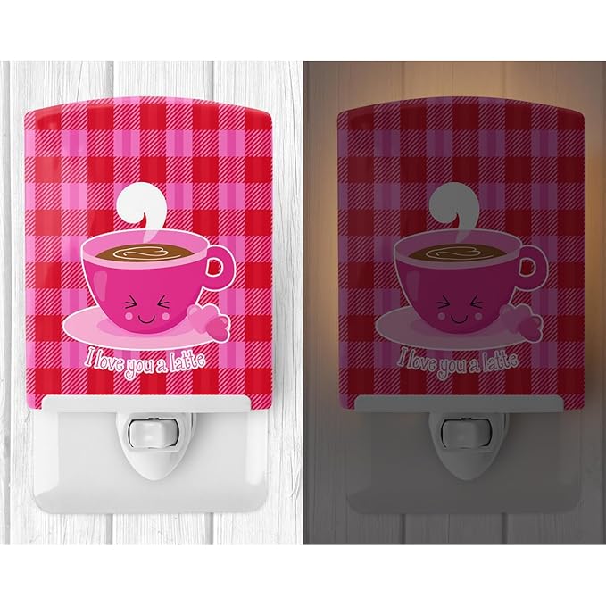 Caroline's Treasures BB9130CNL I Love You a Latte Ceramic Night Light Compact, UL-Certified, Ideal for Bedroom, Bathroom, Nursery, Hallway, Kitchen, 6x4x3, Multicolor