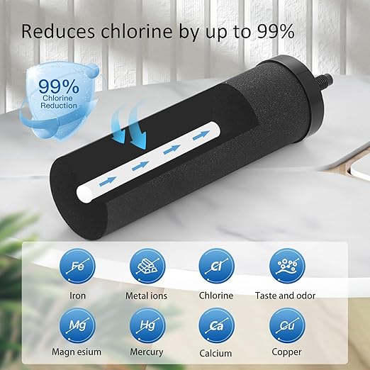All Glass Water Purifier, Off Grid Home Emergency Water Filtration System - Gravity Fed Black Carbon Filter - 2.25 Gallon Water Filter- with 7 Inch Stand