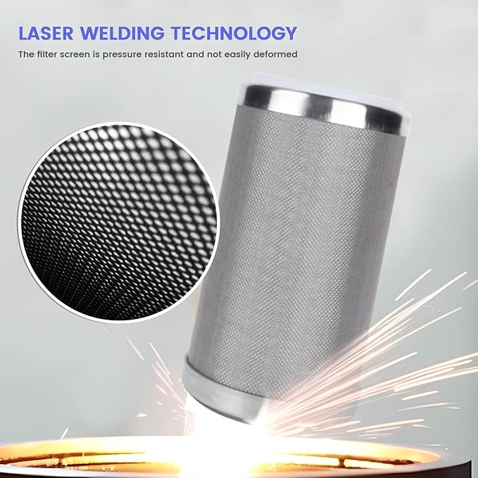 Amwater Stainless Steel Cleanable Wire Mesh Filter Cartridge 5”Length,2.5"OD(25 Micron)