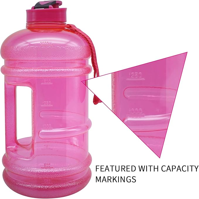 Water Jug Large Water Bottle Sport (2.2L/75 Oz) Leakproof Gym Container Large Capacity Drinking Tank(Pink)