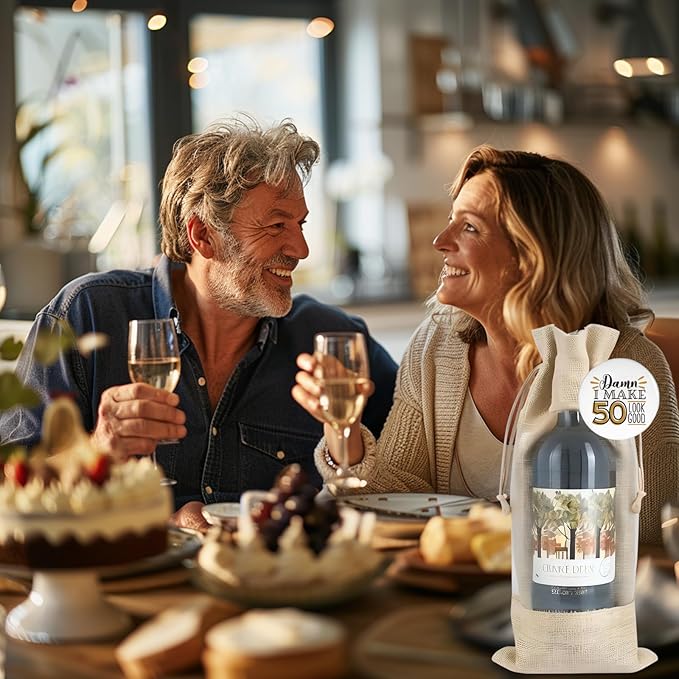 50th Birthday Wine Bag, Birthday Party Decoration Wine Bag Gifts, Happy Birthday decor, Pairs Well with Celebrating Birthday Wine Bag for Her Him