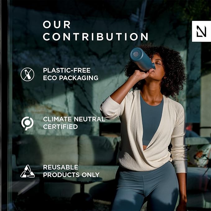 LARS NYSØM Stainless Steel Insulated Water Bottle 12oz 17oz 25oz 34oz 51oz | BPA-free Insulated Thermo Flask for Hot and Cold Beverages | Leakproof Drinking Bottle (Cool Grey, 34oz)