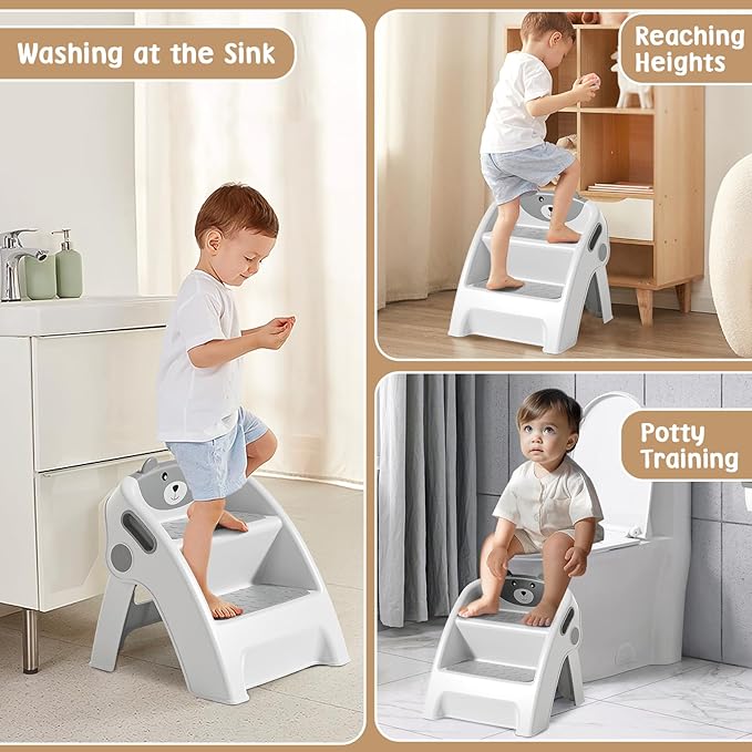Toddler Step Stool for Bathroom Sink and Potty Training Durable Anti-Slip,Anti-Tip A-Frame,10-Second Assembly, 2-Step Potty Stool with Wide Steps,CPC Certified for Safe and Kids Easy Hand Washing