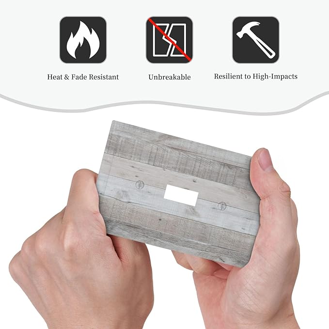 Rustic Grey Wood Shiplap 1 Gang Light Switch Cover Decorative Vintage Country Single Toggle Wall Plate Switchcovers Electrical Switchplate Home Decor for Farmhouse Livingroom Bedroom Kitchen Decor