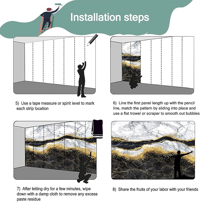 Black Gold Marble Wallpaper for Bedroom Background Decor (Not Peel and Stick)