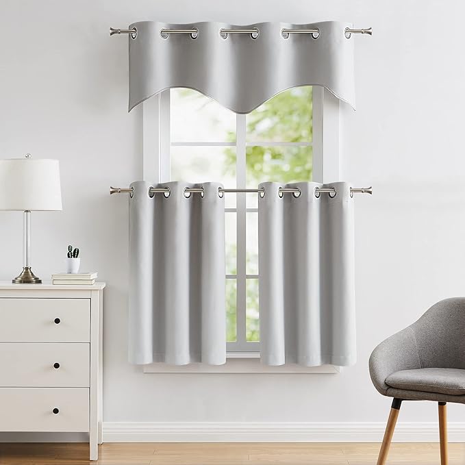 LinenZone Pair of 2 30 inch Wide x 36 Long Kitchen Tiers in Light Gray Color. Ideal for Any Kitchen, Bathroom or Dining Room.(Nicole 30 x 36, Grey)