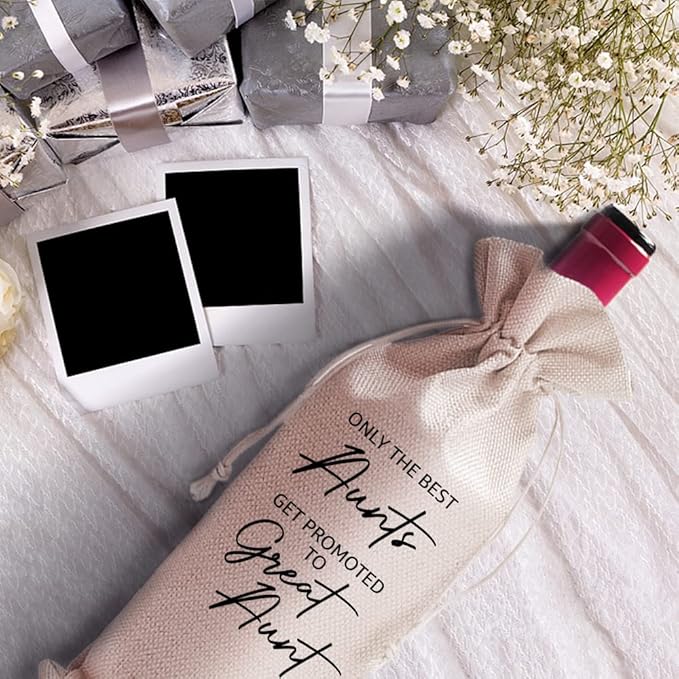 Aunt Gifts Wine Bag Only the Best Aunt Get Promoted to Great Aunt, Pregnancy Announcement Gift, Wine Bag for Aunt, Baby Reveal Wine Bag, Baby Announcement Wine Bag (DL052)