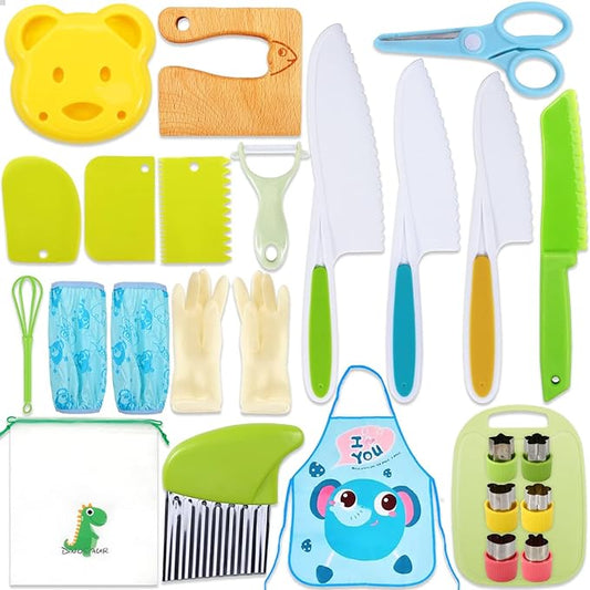 24 Pieces Wooden Kids Knife Set, Kids Safe Knifes For Kids Cooking,Kids Kitchen Wooden Knives For Parent-Child Games&Exercise Hands-On Ability&Gifts