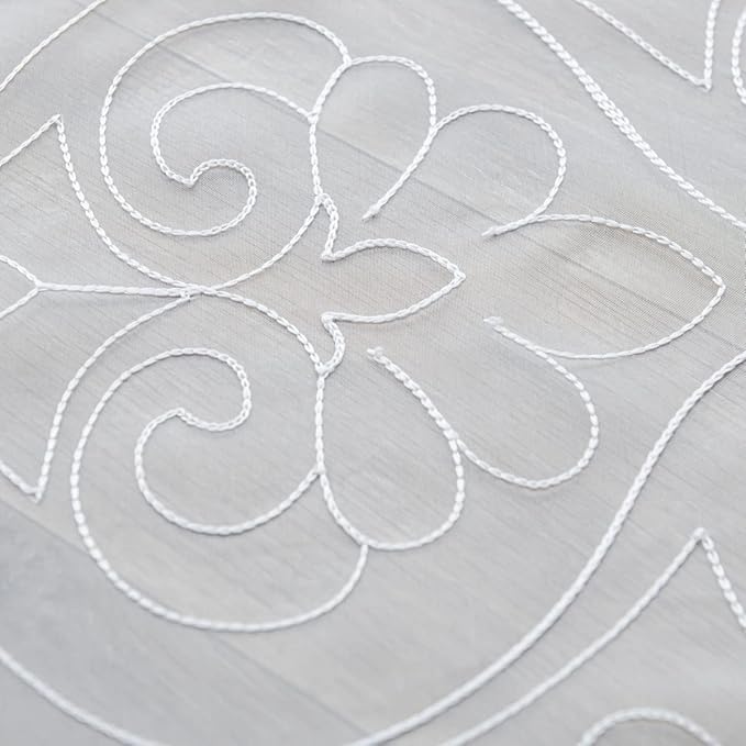 Windows Embroider-Figure Sheer White Curtains 63 Inches Length 2 Panels Voile Light Filtering Sheer Curtains Panel Basic Rod Pocket Sheer for Bedroom Living Room Children Room Kitchen Yard