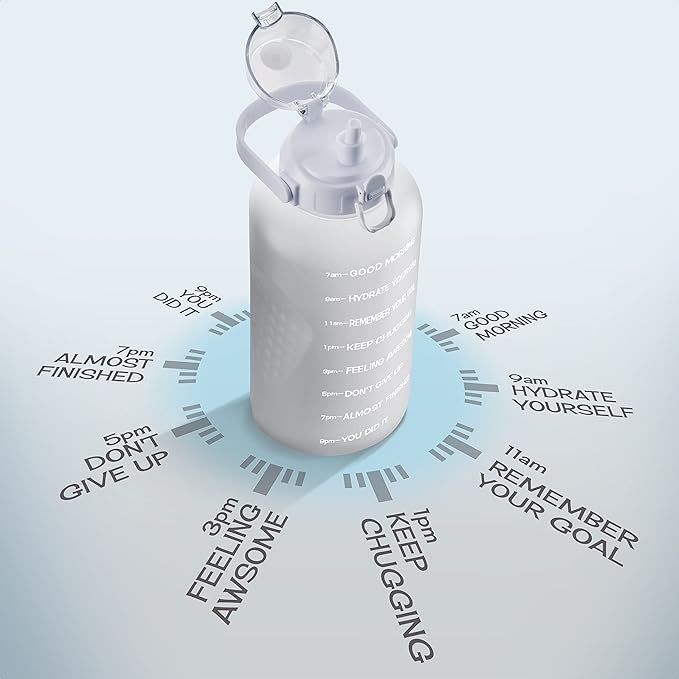 Motivational Water Bottle with Straw & Handle,One Gallon Water Bottle 128 oz/3.8L,Reusable Water Jug, Achieve All-Day Hydration SpillProof, BPA FREE