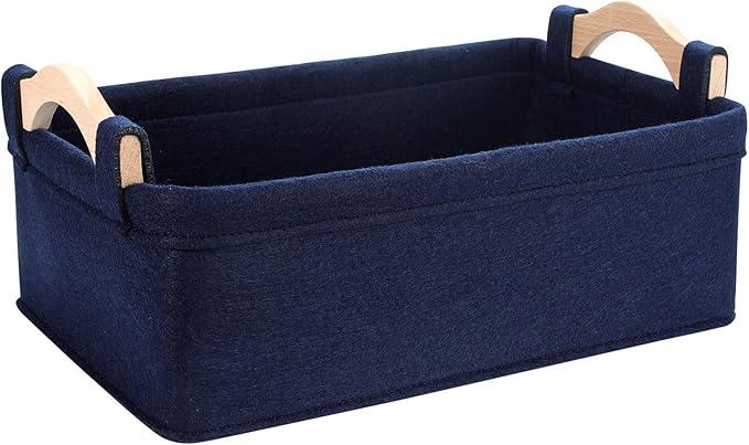 Rectangle Storage Baskets Navy Blue Storage Baskets Soft Decorative Storage Baskets Nursery Storage Basket Bins for Books Magazines Album Dog Toys Bra Socks Storage Bins Baskets