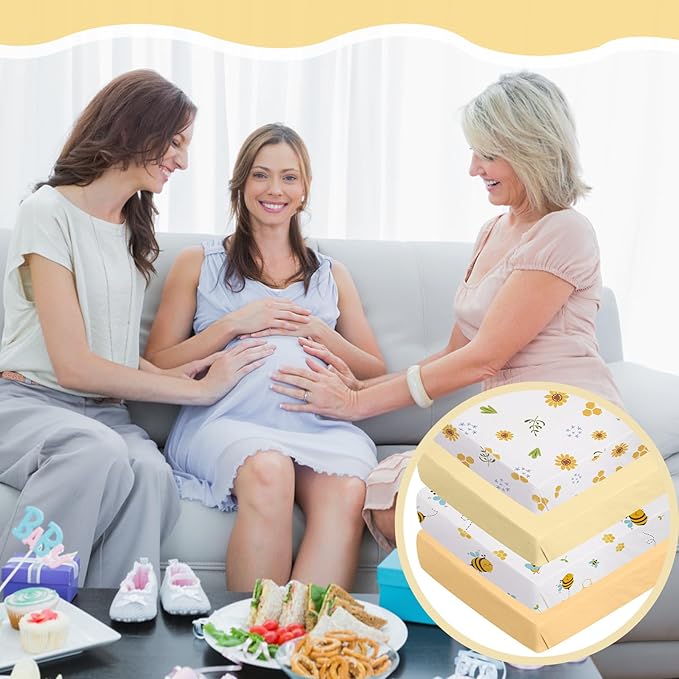 4 Pack Bees Crib Sheets for Girls Breathable Fitted Standard Crib Sheets Crib Sheets Girl for Standard Crib Mattress Baby Gift Set