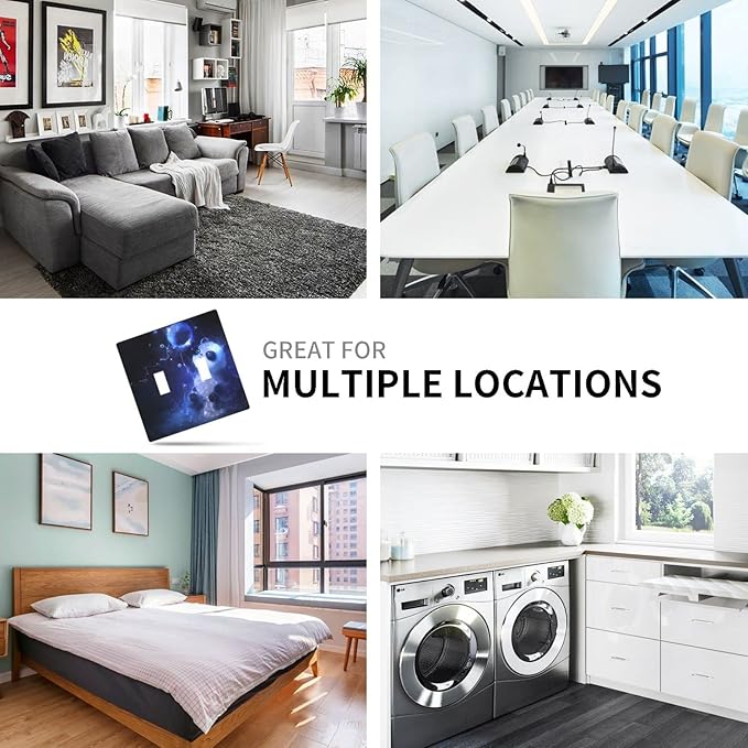 Cute Baby Panda Light Switch Cover Wall Plate Decorative 2 Gang Double Toggle Covers Blue for Kitchens Playrooms Bathrooms Farmhouses 4.5 x 4.5 in