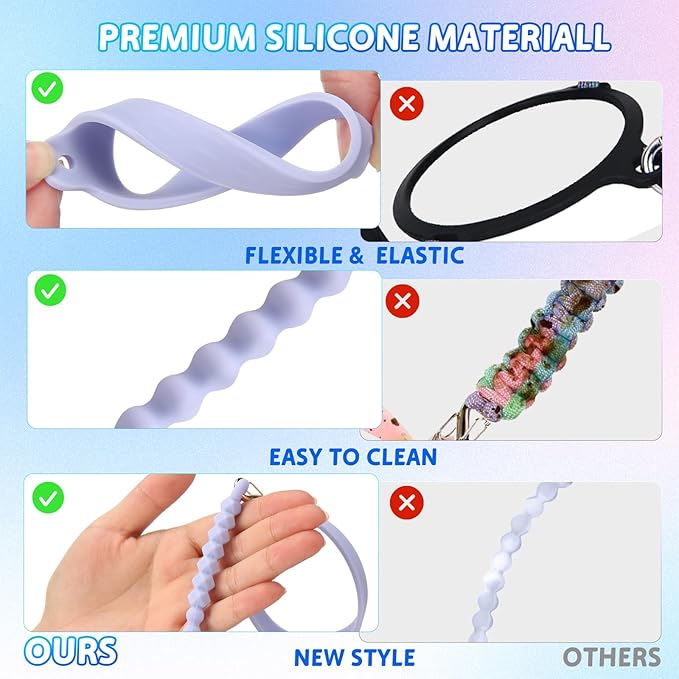 2PCS Water Bottle Handle - Strap Carrier Soft and Durable Silicone Water Bottle Sling Fits Most 8-40oz Bottles(W+P)