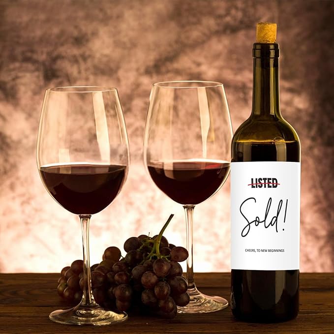 24 Pcs Realtor Wine Labels Thank You Gifts Wine Bottle Stickers Real Estate Agent Wine Labels for Bottles Gifts for Realtor Women Men