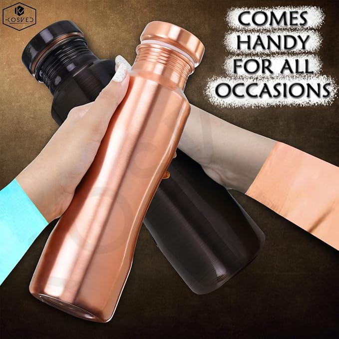 Pure Copper Jasmine Antique Water Bottle: A Premium Design Bottle with Ayurvedic Health Benefits, (800ml / 27oz)