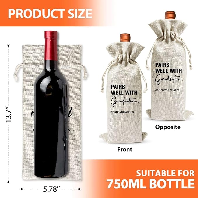 Graduation Funny Gift Wine Bag for Students Friends Masters Nurses High Student, Inspirational Graduation Gifts for Daughter Son Wine Gift Bag, Wine Gift Bag With Drawstring