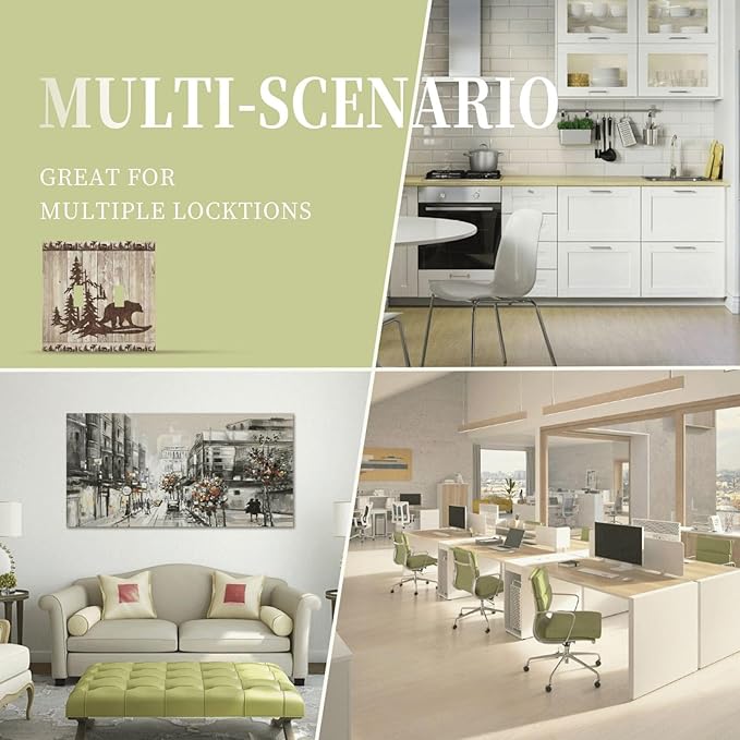 Rustic Wood Bear Forest Double Toggle Light Switch Cover Decorative Vintage Antique Cabin 2 Gang Wall Plate Electrical Faceplate Switchplate for Farmhouse Bathroom Bedroom Living Room Decor