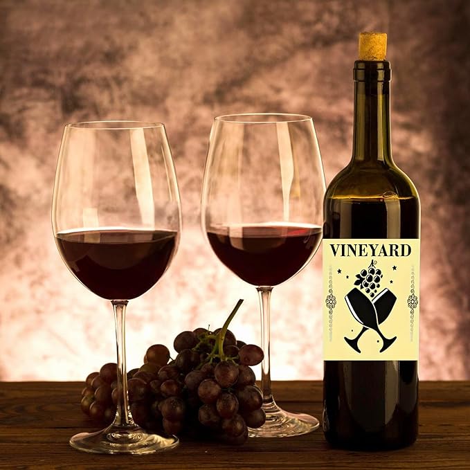 24pcs Wine Bottle Label VINEYARD Decorations Waterproof Wraps Sticker 3.75x3.4 In for wine Bottle Women Men Party Supply,
