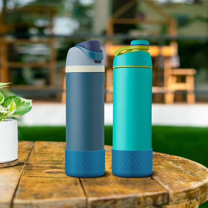 2PCS Silicone Water Bottle Boot for Owala 24oz 32oz 40oz, Anti-Slip Protective Sleeve Bottom Bumper Protector for FreeSip, Twist, and Flip Stainless Steel Water Bottles