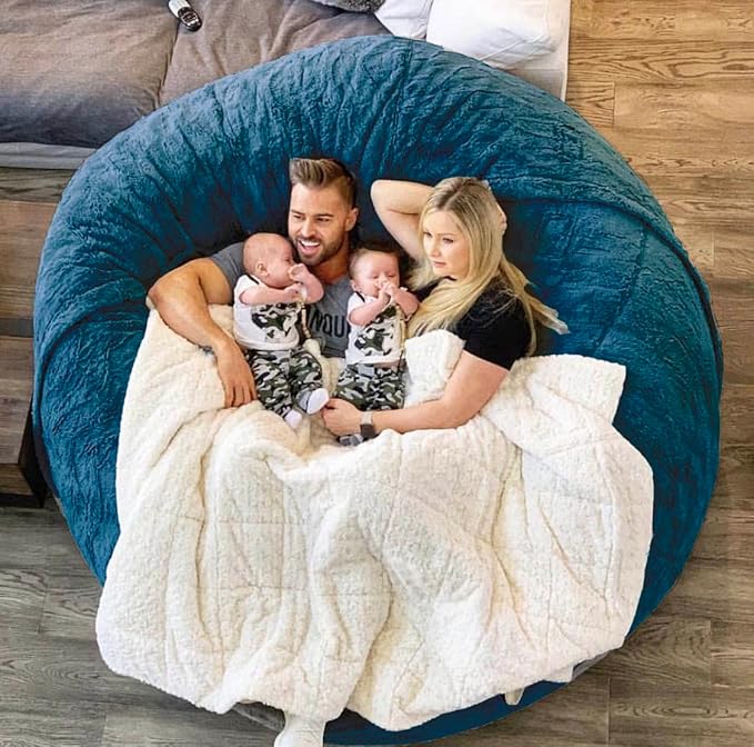 Giant Sherpa Bean Bag Chair Cover, Ultra Soft Bean Bag Bed (No Filler, Cover only), Large Round Soft Fluffy Bean Bag for Adults, Machine Washable Big Size Bean Bag Covers