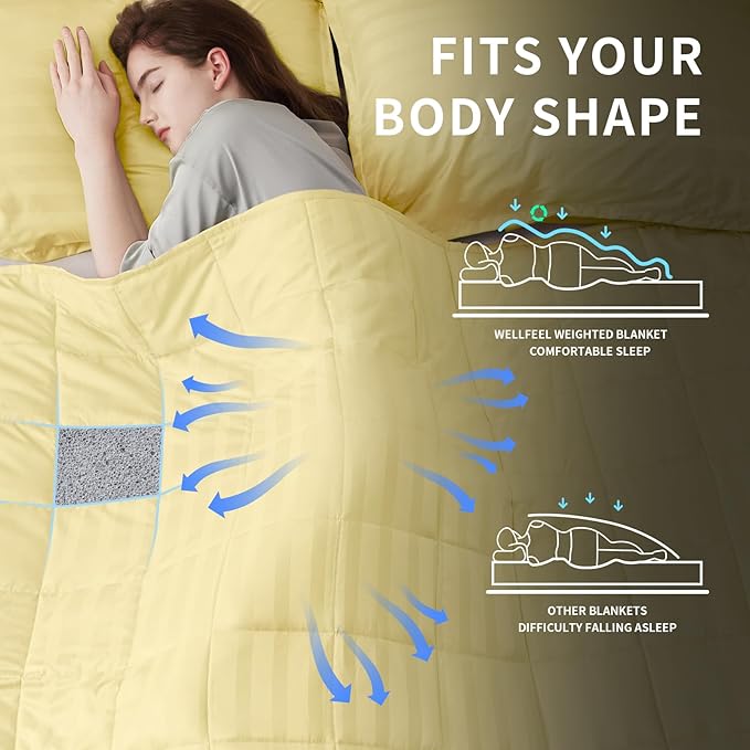 Weighted Blanket,7lbs Heavy Weighted Blanket 40"x60" Breathable Cooling Blanket, Summer Blankets Ultra Soft Comfort Blanket with Glass Beads for All-Season (Yellow)