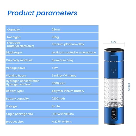 290ml Hydrogen Water Bottles 5000 BBP Hydrogen Water Bottle Generator 5min Quick Electr Portable Hydrogen Water Bottle Ionizer