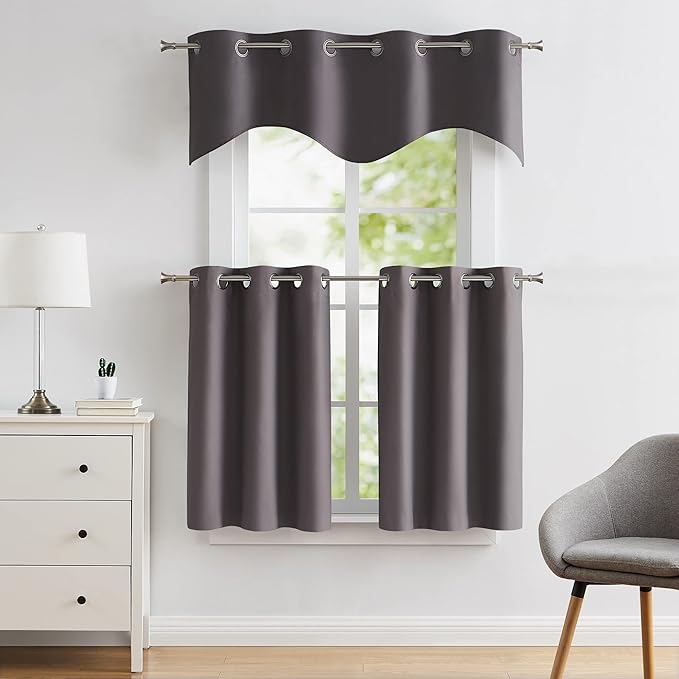LinenZone Pair of 2 30 inch Wide x 36 Long Kitchen Tiers in Dark Gray Color. Ideal for Any Kitchen, Bathroom or Dining Room.(Nicole 30 x 36, Charcoal)
