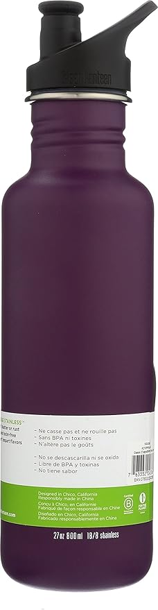 Klean Kanteen Classic Stainless Steel Singel Wall Non-Insulated Water Bottle with Sport Cap