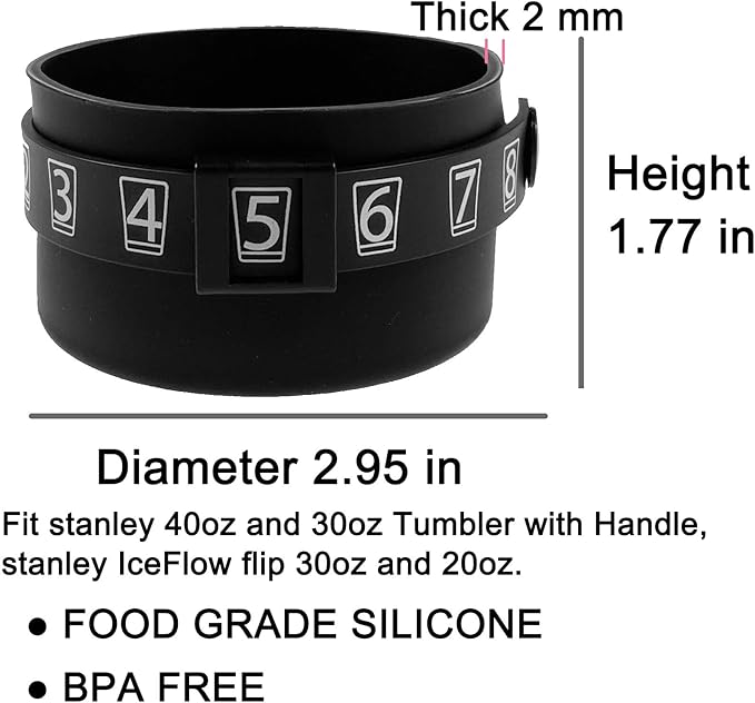 UNIQUE HM&LN Water Bottle Tracker, Daily Water Intake Tracker Reminder, Movable Counting Frame, Protective Silicone Boot for Water Bottle 20-40oz, Bottom Sleeve Cover 2pcs