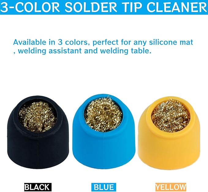 Kaisiking Soldering Brass Sponge Tip Cleaner with Silicone Holder & Soldering Iron Stand Holder Support Station for Cleaning Soldering Irons and Tips