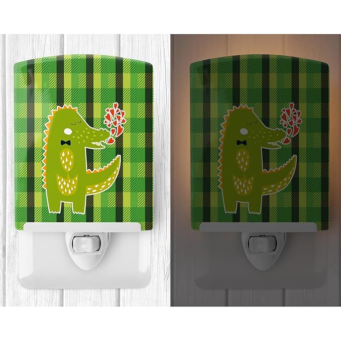 Caroline's Treasures BB6741CNL Alligator Love Ceramic Night Light Compact, UL-Certified, Ideal for Bedroom, Bathroom, Nursery, Hallway, Kitchen, 6x4x3, Multicolor