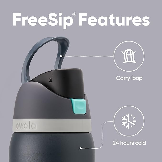 Owala FreeSip Insulated Stainless Steel Water Bottle with Straw for Sports and Travel, BPA-Free, 32oz, Foggy Tide