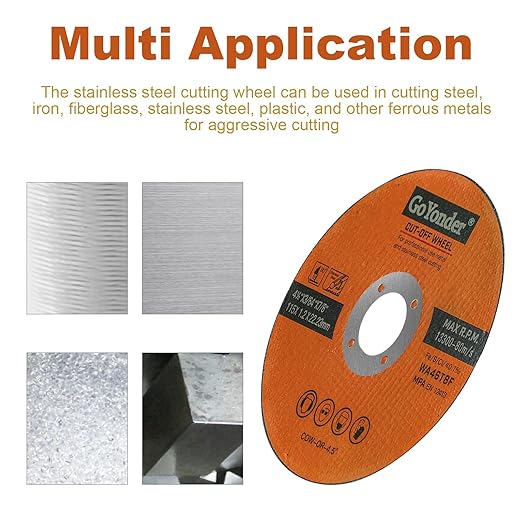 GoYonder 50 Pack 4.5" Cutting Wheel for Metal,Stainless and Steel 4-1/2" x 0.045 x 7/8-Inch Ultra Thin Cut-Off Wheel for Angle Grinders