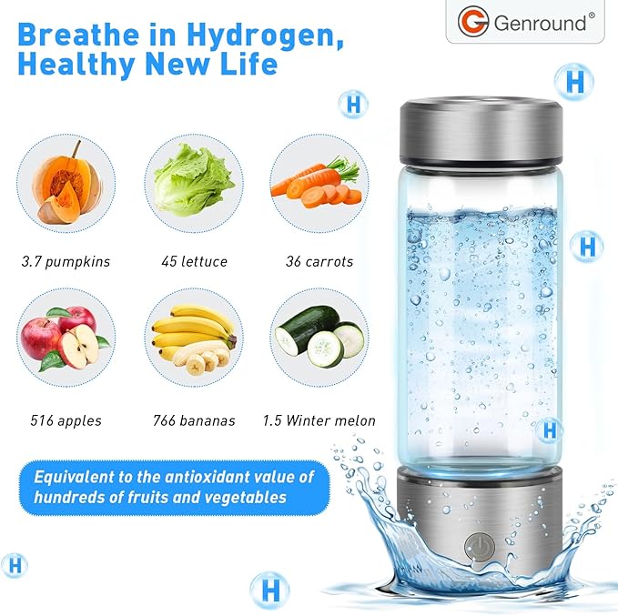 Hydrogen Water Bottle,Portable Hydrohealth Hydrogen Water Bottle Improve Water in 3 Minutes Quick,Hydro Water Bottle for Office Travel,Home,Exercise,and Daily Drinking,Fitness Drinking