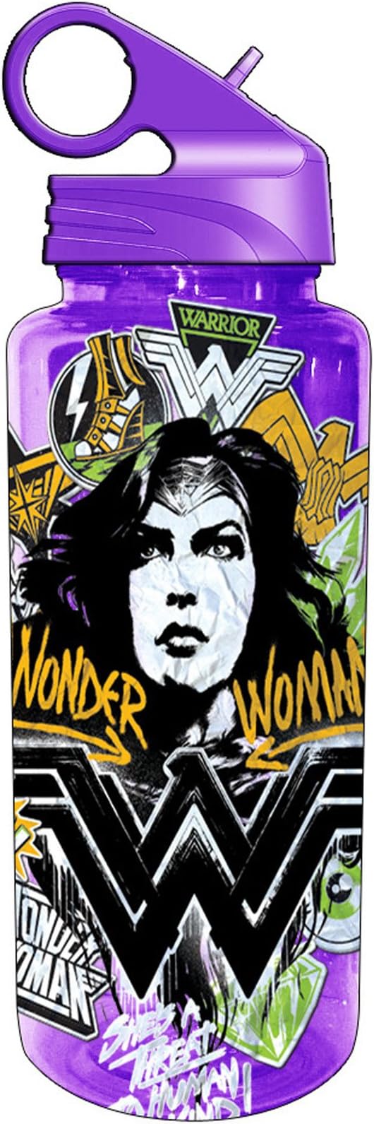 Silver Buffalo DC Comics Dawn of Justice Wonder Woman She's A Treat to Human Kind Tritan Water Bottle, 20 oz, Multicolor