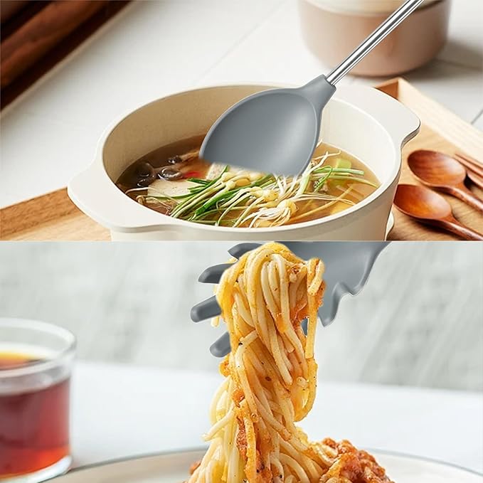 Silicone Kitchen Cooking Utensils Set 6pcs with Stainless steel Handle, Spatula Set Utensil Set, Cooking Utensil Set,Kitchen Tools for Nonstick Cookware
