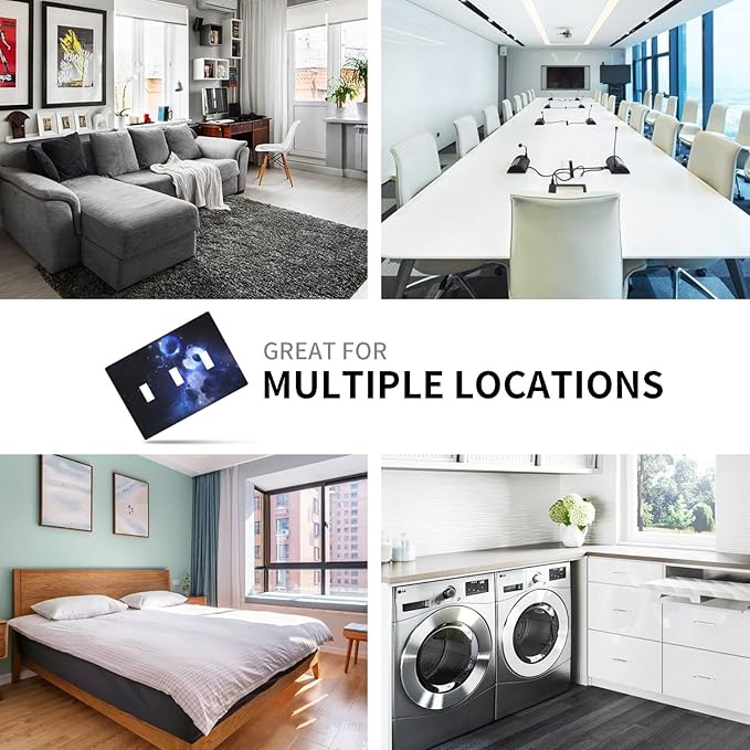 Cute Baby Panda Light Switch Cover Wall Plate Decorative 3 Gang Triple Toggle Covers Blue for Playrooms Bathrooms Farmhouses Living Room 4.5 x 6.38 in