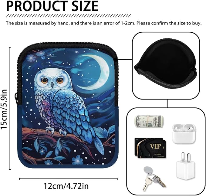 Owl Moon Stanley Cup Pouch with Adjustable Strap Water Bottle Storage Bag 20oz-40oz IceFlow Tumbler Pouch for Stanley Accessories