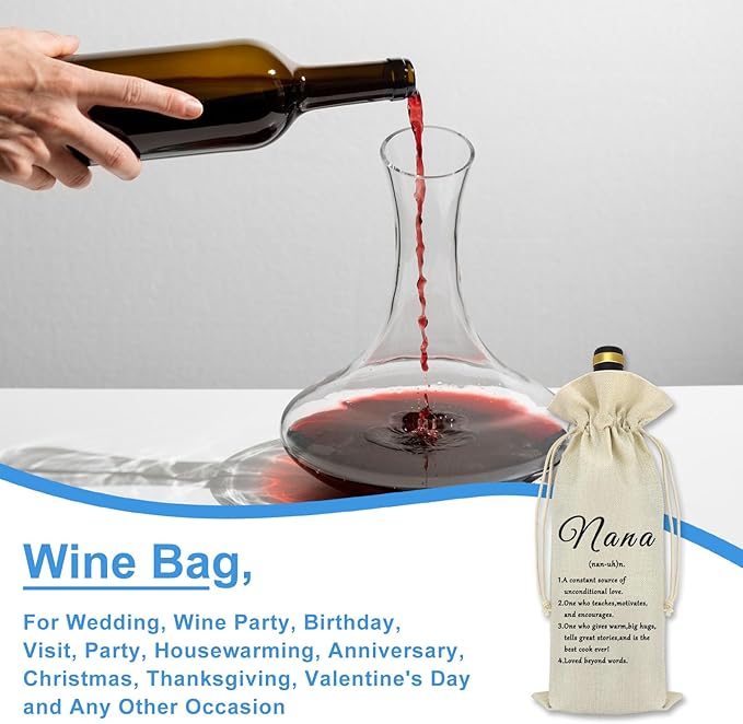 Grandma Gifts from Grandchildren Nana Wine Bag Grandma Birthday Gift Decorations Wine Bottle Bag Mothers Day Christmas Thanksgiving Gift for Nana Grandma Grandmother Gifts from Granddaughter Grandson
